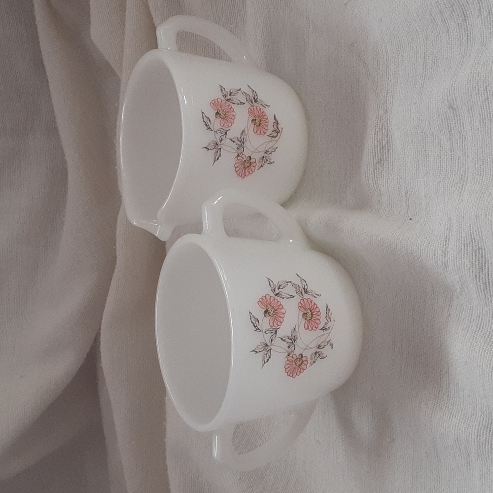 Vintage Fire King Fleurette Cream & Sugar Bowl